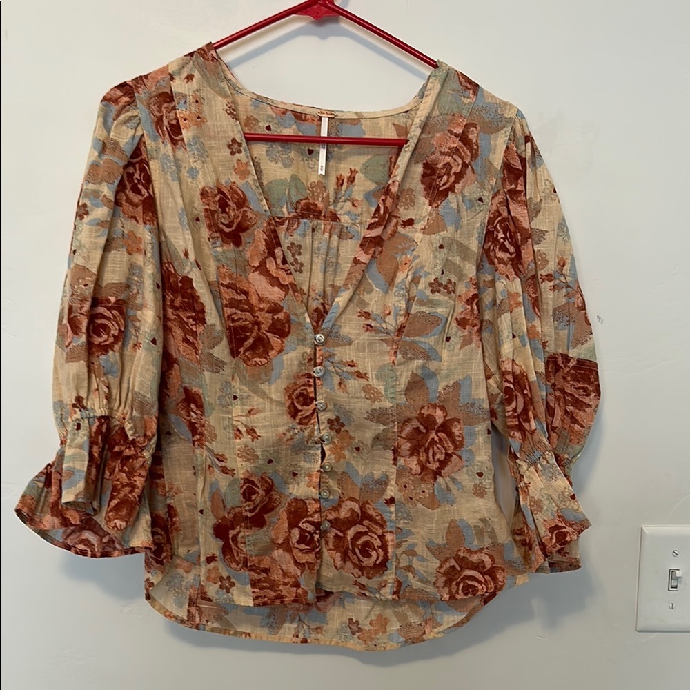 Free People Floral Button-Up Women's Top